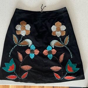 Genuine Suede Floral Skirt